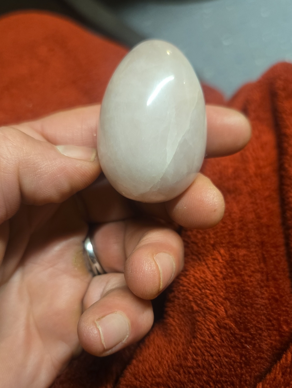 Handheld Polished Rose Quartz Egg - Soft Pink Women Jewelry Accent